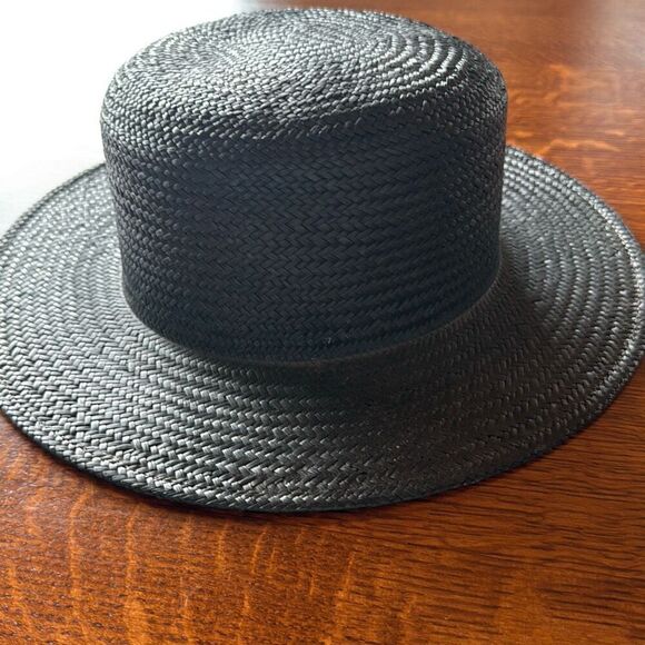 Vintage Accessories - Vintage ESPIRIT Black Straw‎ Hat Women’s Size Small